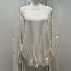 🍎Iris & Ink Cable Knit Oversized Open Sides Off White Sweater, Size L